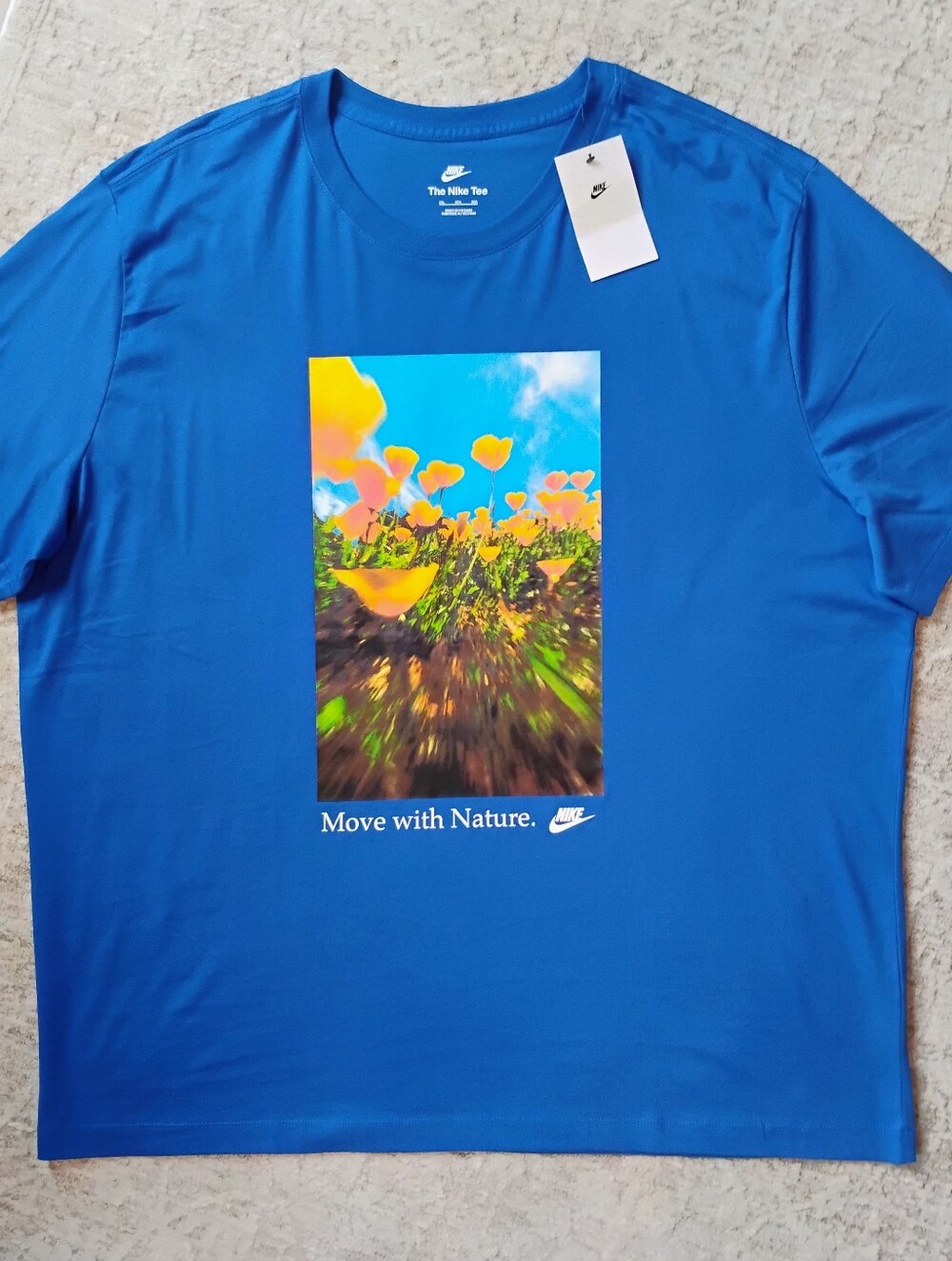 NWT 3XL Nike Blue Move With Nature Graphic Print Athleisure Active Gym T-shirt